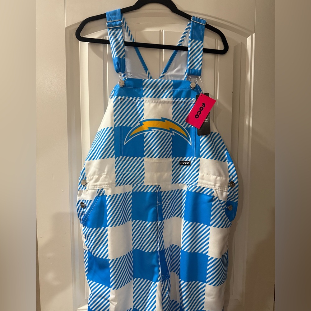 Blue and White Checkered Overalls
